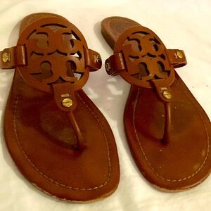 TORY BURCH BROWN LEATHER THONG SANDALS 8M